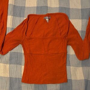Urban Outfitters Vibrant Orange Ribbed Top